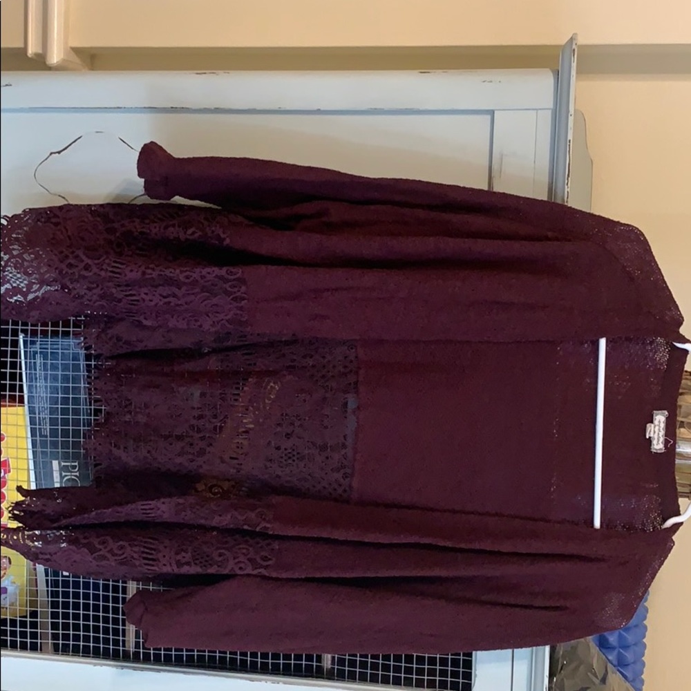 Burgundy lace cardi